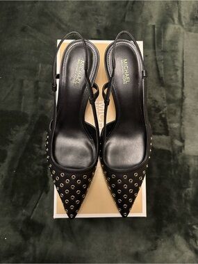 Michael Kors Alora Pointed Toe Heel Slingback Sandals Pumps Black Size 8